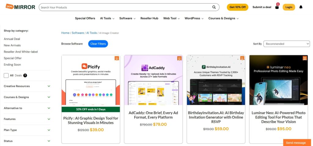 Ofertas lifetime deal de herramientas de generación de imágenes IA en DealMirror
