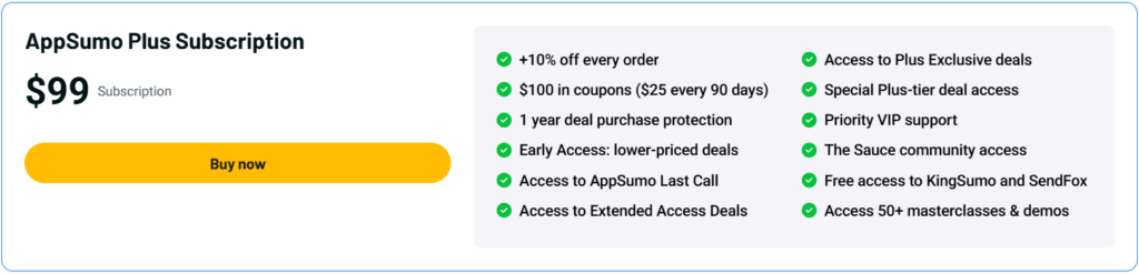 listado de beneficios de la membresía appsumo plus