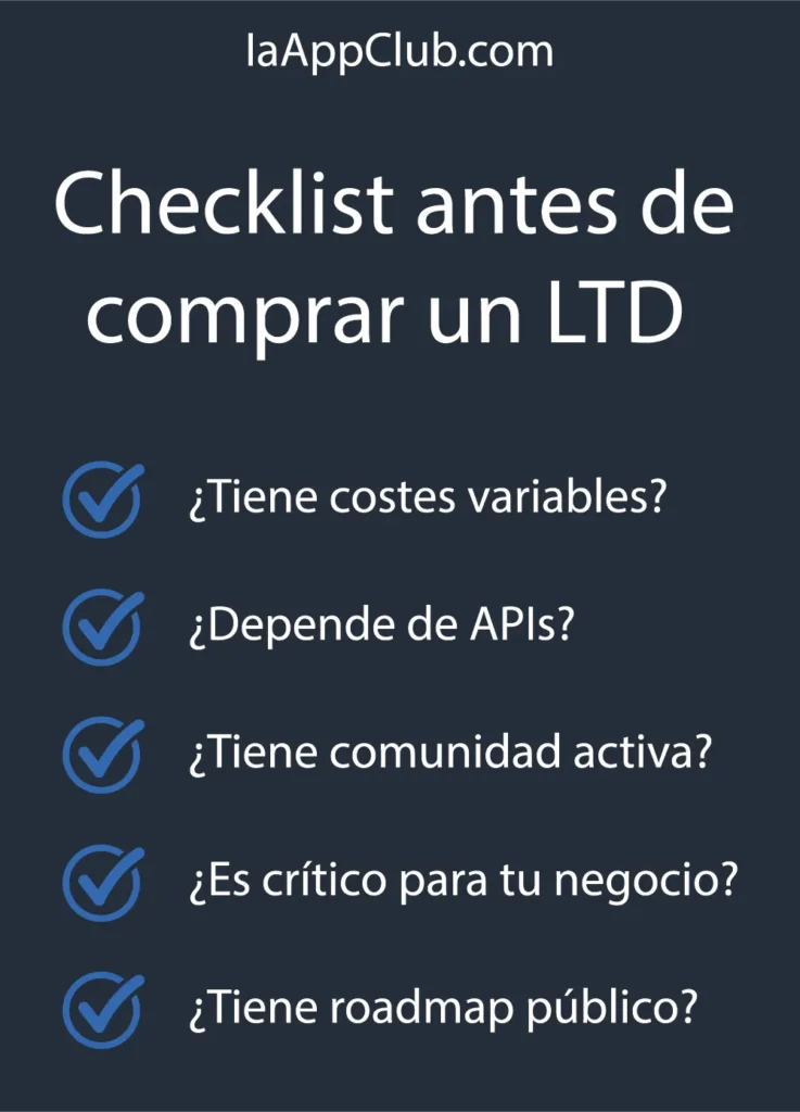 Checklist para evaluar un software antes de comprar un lifetime deal