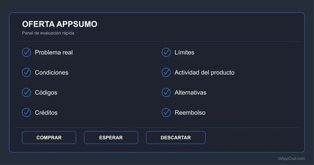 Checklist para analizar una oferta de AppSumo antes de comprar